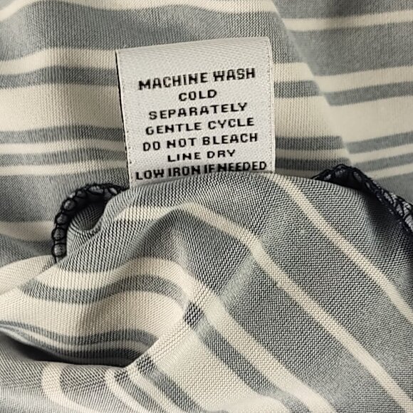 Emma & Michele Blue White Stripe Jersey V Neck Wide Leg Jumpsuit Size Large - Picture 14 of 14